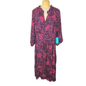 Pioneer Woman Floral Midi Dress 3X Flowy Ruffle Romantic Blooms Cottagecore NWT